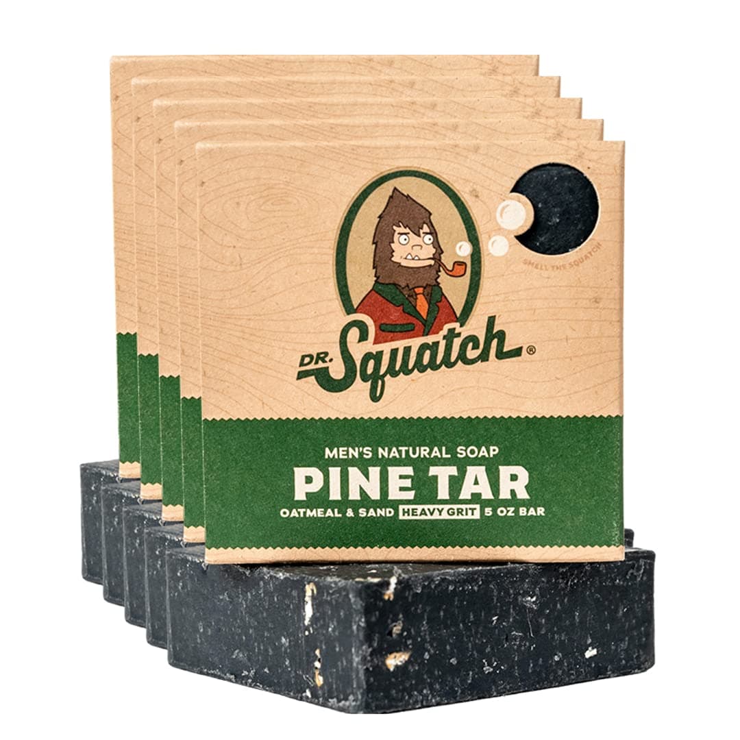 - Dr. Squatch Natural Men’s Bar Soap - Cold Process Body Soap Bar with Natural Oils - Gifts for Men - Pine Tar (5 oz, 5-Pack)