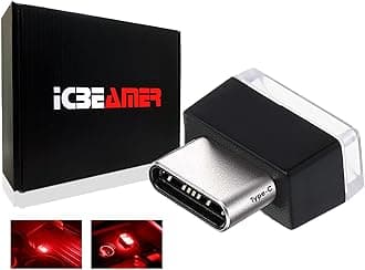 ICBEAMER Type C Adapters Atmosphere Light, [Color: Red] | Universal Plug-in Miniature Night Light for Car Interior and Trunk Ambient Lighting, Easy Installation, Energy Efficient LED Technology