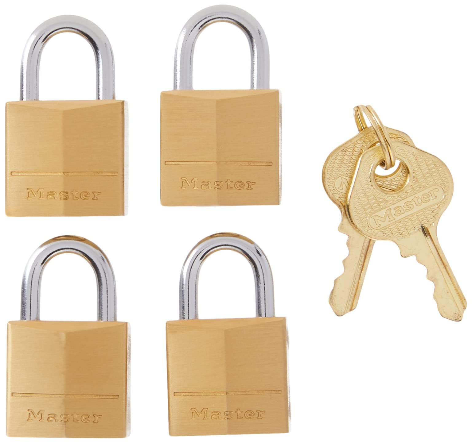 Padlock, Solid Brass Lock, 3/4 in. Wide, 120Q (Pack of 4-Keyed Alike)