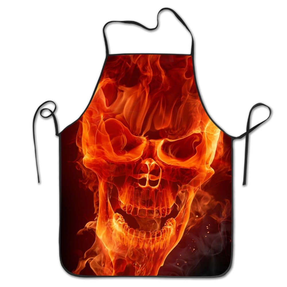 Tyrence Fire Flame Skull Adjustable Apron for Kitchen BBQ Barbecue Cooking Women's Men's Great Gift for Wife Ladies Men Boyfriend