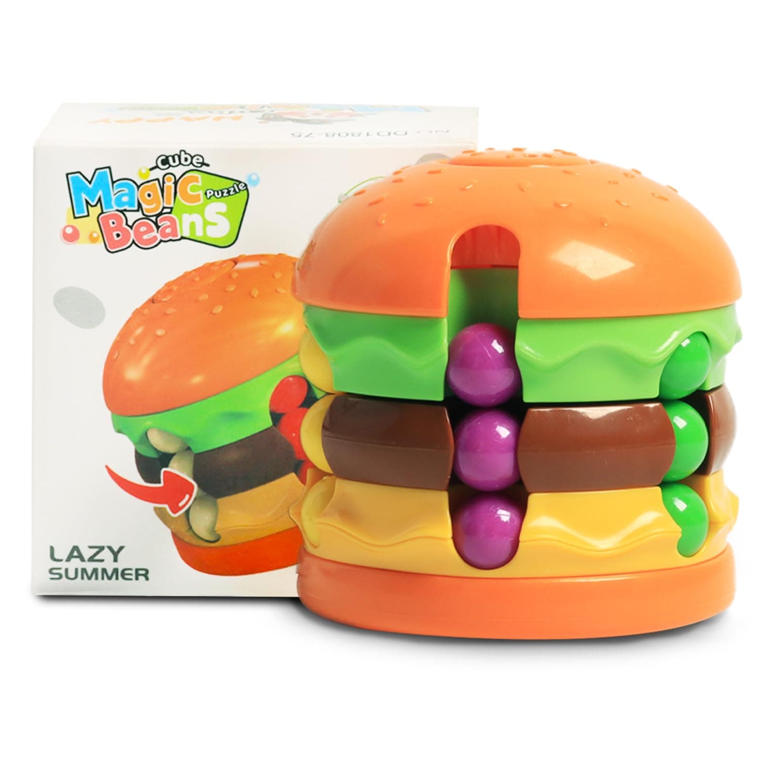 Magic Bean Rotating Cube - Burger Creative Fidget Spinner Magic Cube Decompression Toys Fingertip Magic Cube，Gift for Kids age 3 Above Easter Christmas Birthday New Year