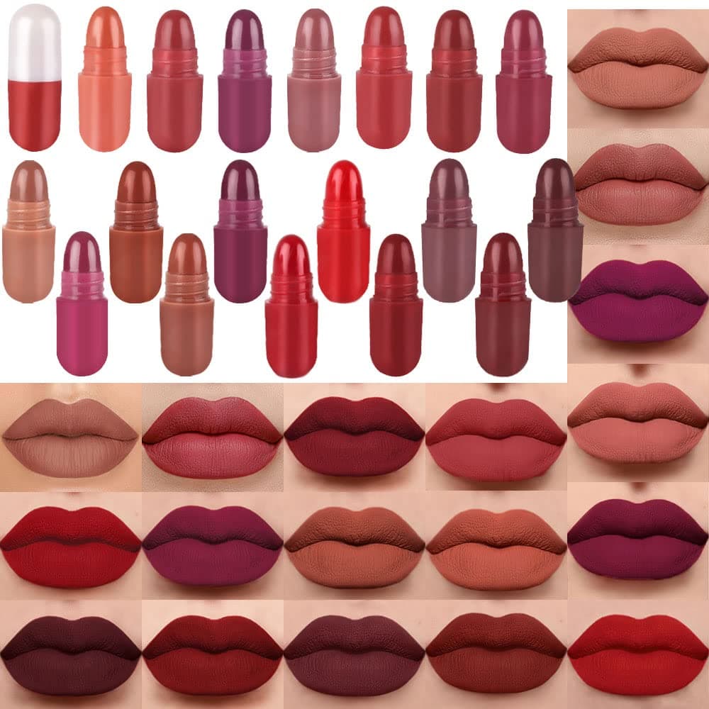 18Pcs Mini Capsule Makeup Lipstick Pills Set