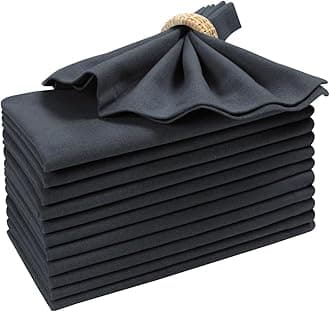 Bedding Craft Cotton Dinner Cloth Napkins Set of 12 – 18x18 Dark Grey Fabric – Reusable & Machine Washable Dinner Napkins for Weddings, Restaurants & Everyday Use