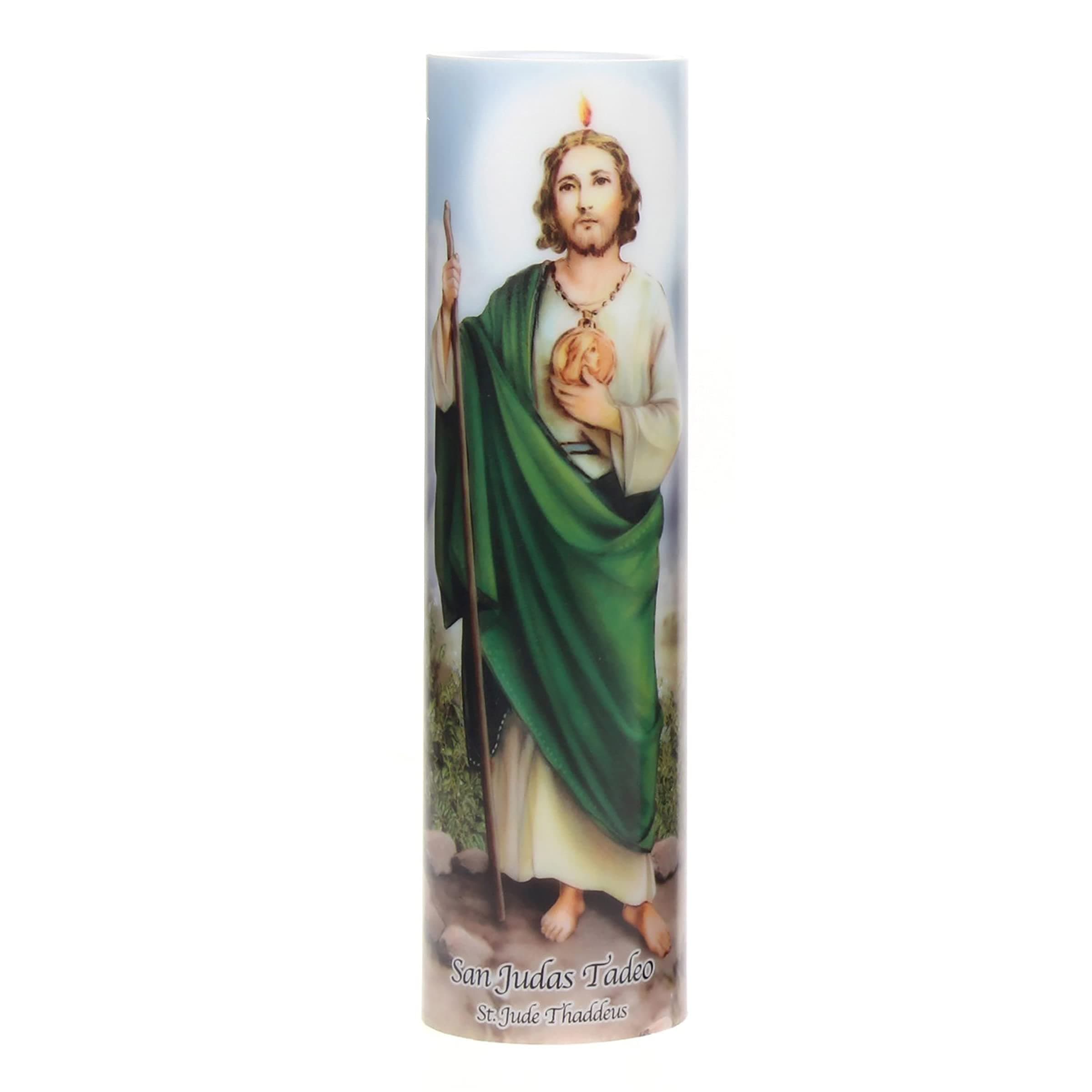 Stonebriar Prayer Candle with Automatic Timer, St. Jude, 8 inches