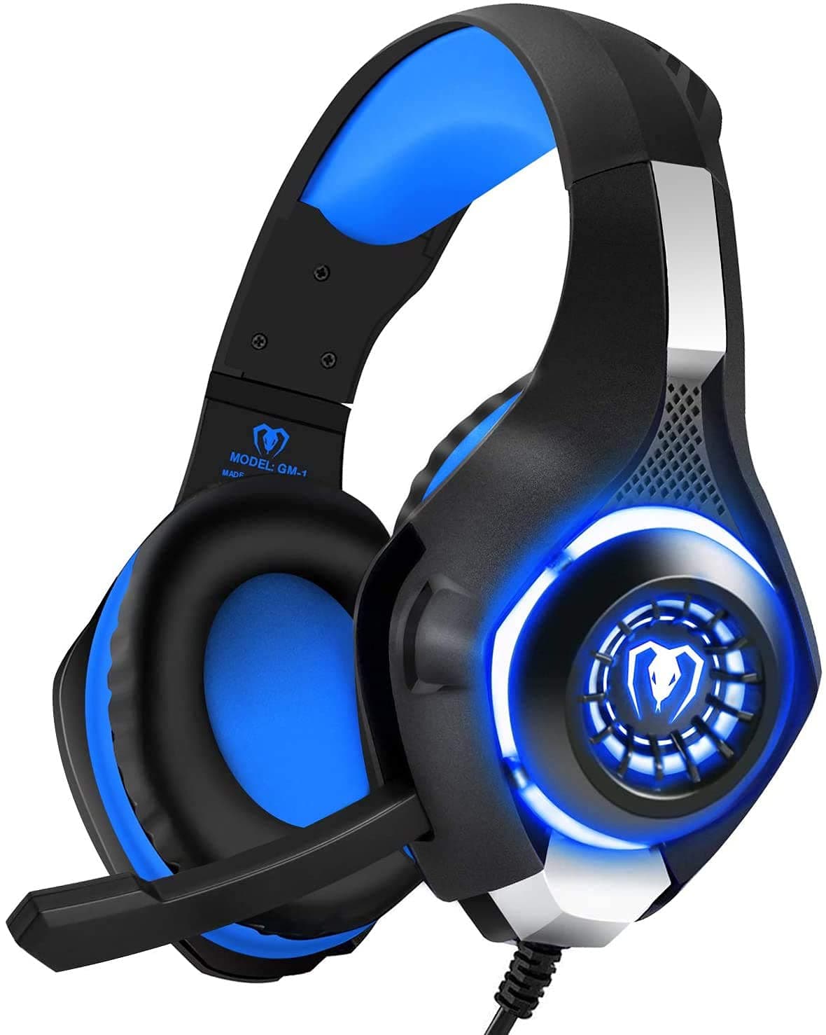 BlueFire Stereo Gaming Headset with Microphone for PS5 PS4 Xbox One Switch PC Mac – Wired Over-Ear Headphones with Surround Sound, Soft Memory Foam, Noise Canceling Mic, Light, 3.5mm Jack (Blue)
