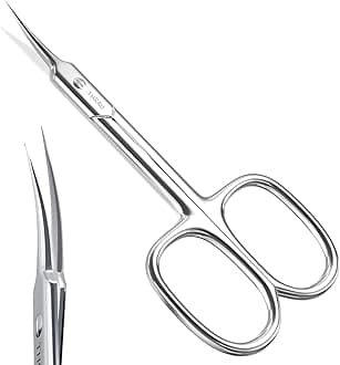 THRAU Cuticle Scissors Extra Fine for Manicure and Pedicure, Curved Blade Nail Scissors, Precise Pointed Tip Grooming Kit for Eyebrow, Eyelash, Trim Nail and Dry Skin, Small Scissors