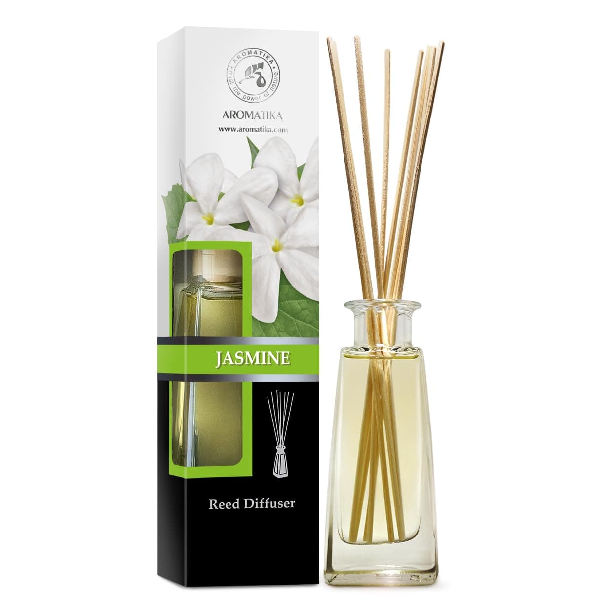 Jasmine Reed Diffuser 3.4 Fl Oz (100ml) - Home Fragrance - Air Freshener - Scented Diffuser - Gift - Spa - Home - Office - Boutique - Floral & Long Lasting Aroma - Aromatherapy