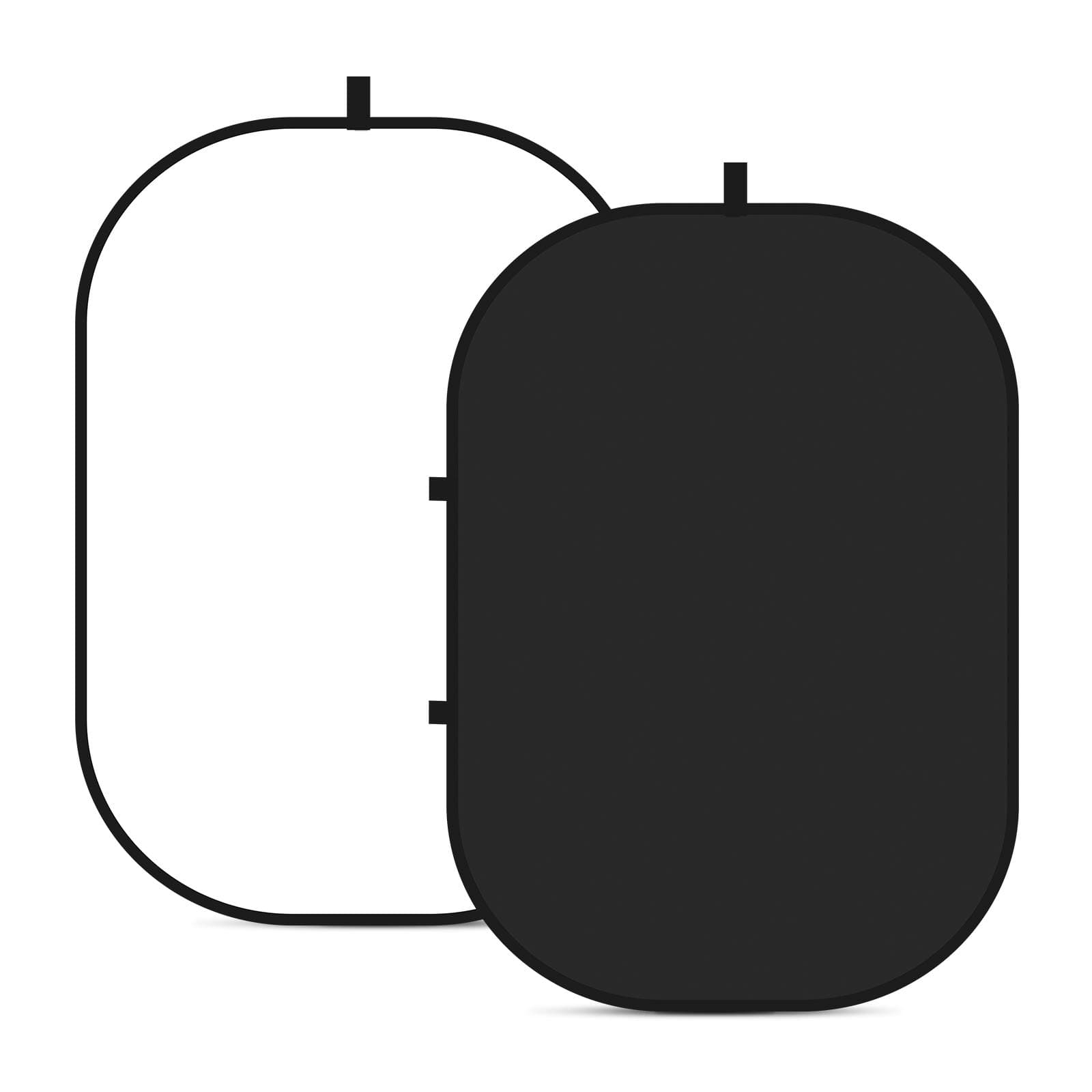 Chromakey Backdrops, Double Sided Black Screen and White Screen, 2 in 1 Collapsible and Reversible Background for Photography, Gaming and Live Streaming, 5'×6.6'/1.5m×2m (Black/White)