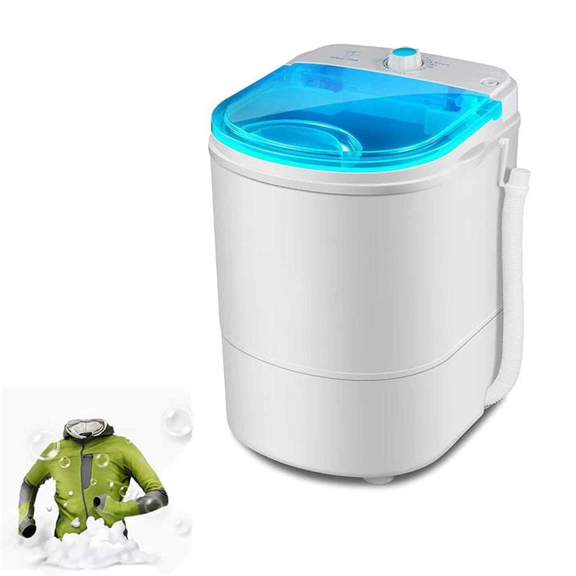 Sulfar Mini Full-Automatic Washing Machine | Portable Washer with Spin Dryer, Drain Pump & Long Hose | Compact Laundry Machine for Home & Dorm (1pc)