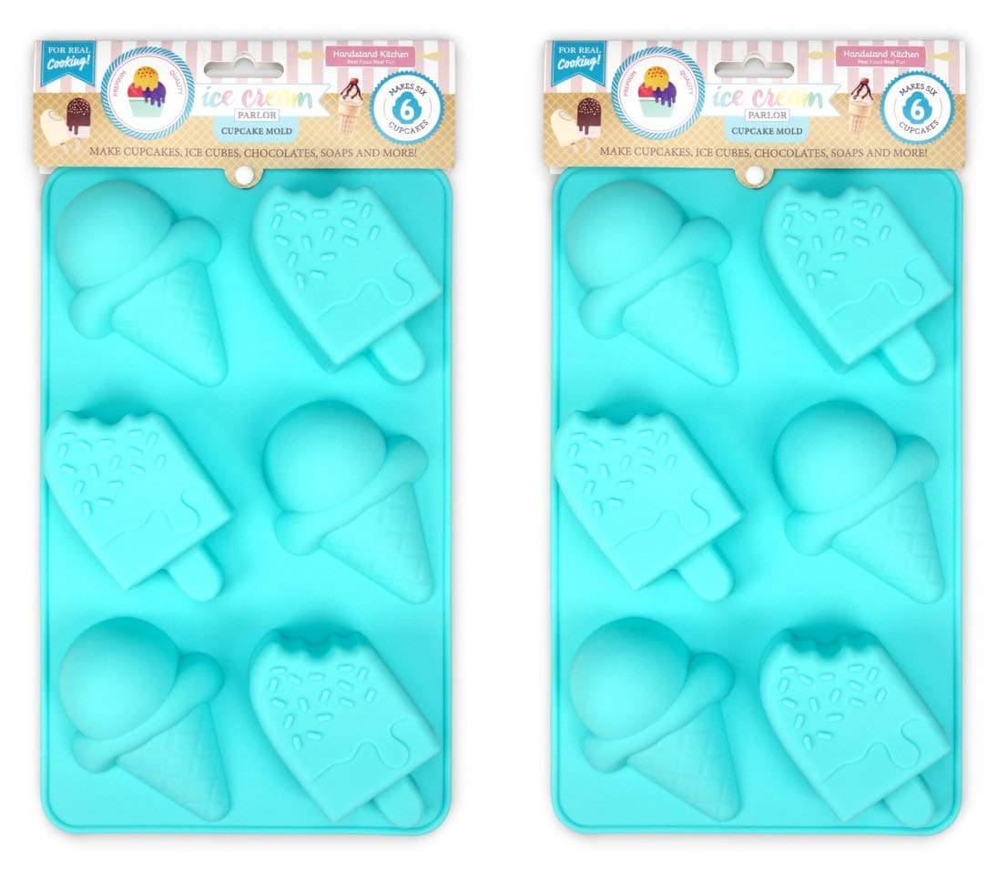Handstand Kitchen Ice Cream Parlor Silicone Cone and Pop Shaped Cupcake Mold 2-Pack