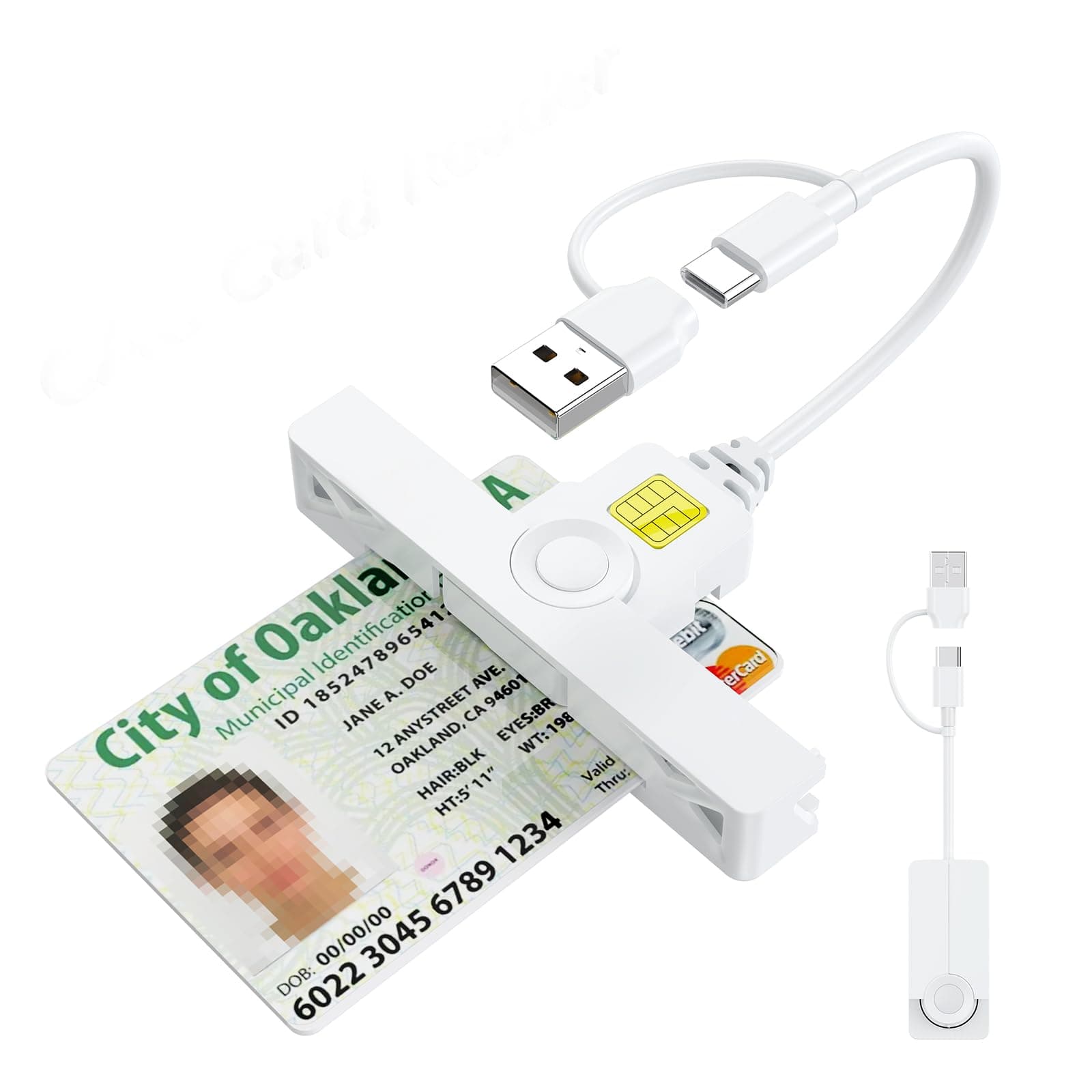 Rocketek CAC Reade - DOD Military USB Common Access CAC Smart Card Reader ID CAC Card Reader Compatible with Windows, Mac OS and Linux Mini and Foldable