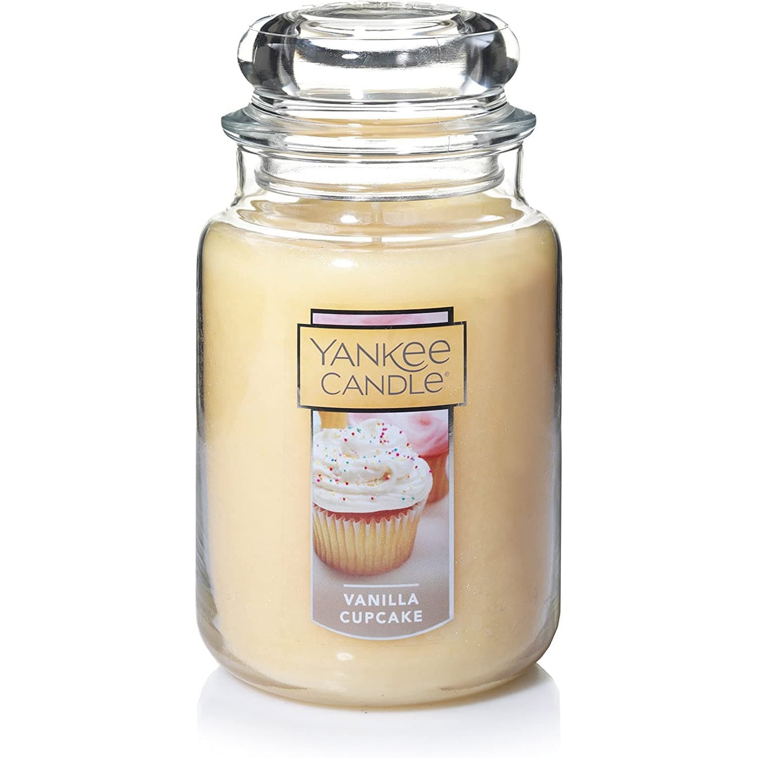 Yankee Candle Vanilla Cupcake Scented Classic 22oz Large Jar Single Wick Candle Over 110 Hours of Burn Time Ideal for Creating Relaxing Ambience & Holiday Gifting