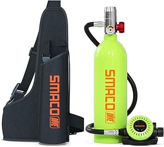 Mini Scuba Tank 1L Small Scuba Tank Diving Oxygen Cylinder with 15-20 Minutes Underwater Breathing Portable Diving Tank Kit for Underwater Exploration Emergency Rescue Pony Bottle S400