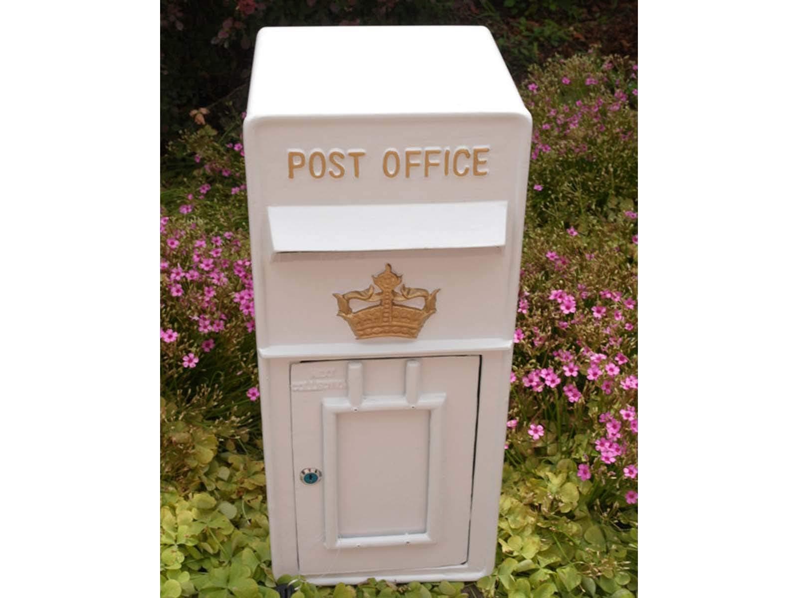 Replica GPO Wall Mounted Royal Mail Crown Emblem Post Box Or Letter Box - White