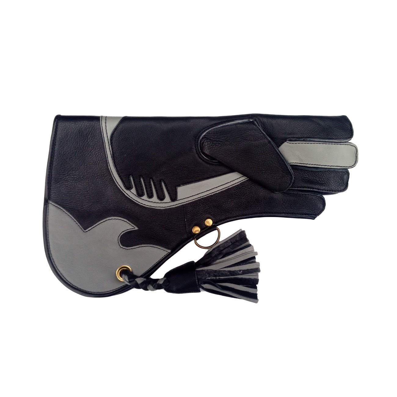 Triple Skinned Falconry glove (Premier range) Small size (BLACK & SILVER)
