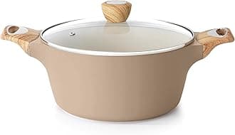 SENSARTE Ceramic Nonstick Stock Pot with Lid, 2.6/4.5/6.6/8.5 QT Soup Pot Casserole Pot, Non-toxic Healthy Pasta Pot, Large Cooking Pot Stew Pot, Induction Compatible, PFOA PFAS PTFE Free, Taupe