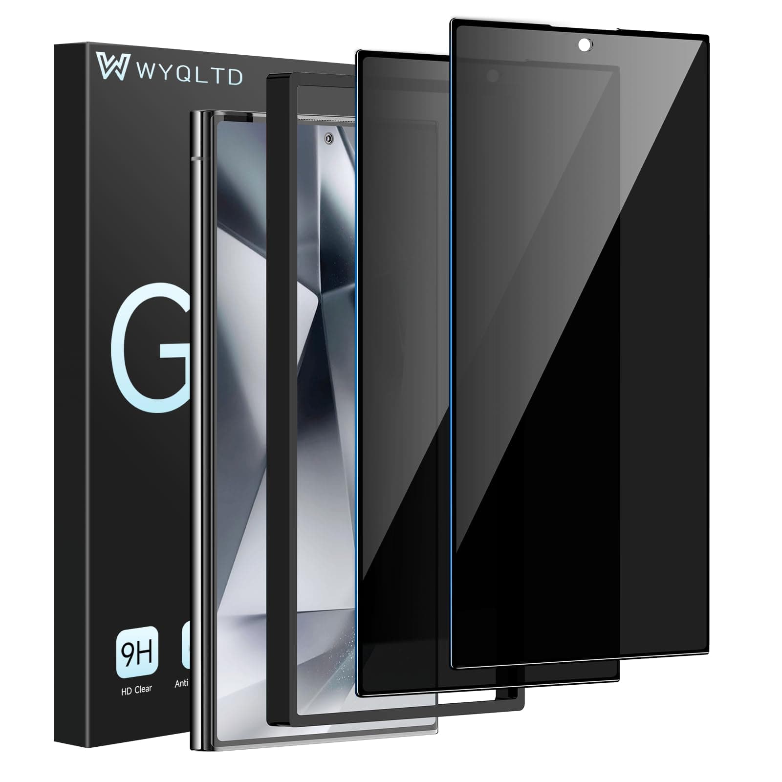 2 Pack for Samsung Galaxy S24 Ultra Privacy Screen Protector Tempered Glass, Anti-Spy, Fingerprint unlocking, Full coverage, S24 Ultra Accessories, Case Friendly, Easy Installation