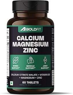 Calcium Tablets 1000 mg with Magnesium & Zinc for Women and Men, Calcium Supplement for Bone & Joint Support, 60 Tablets