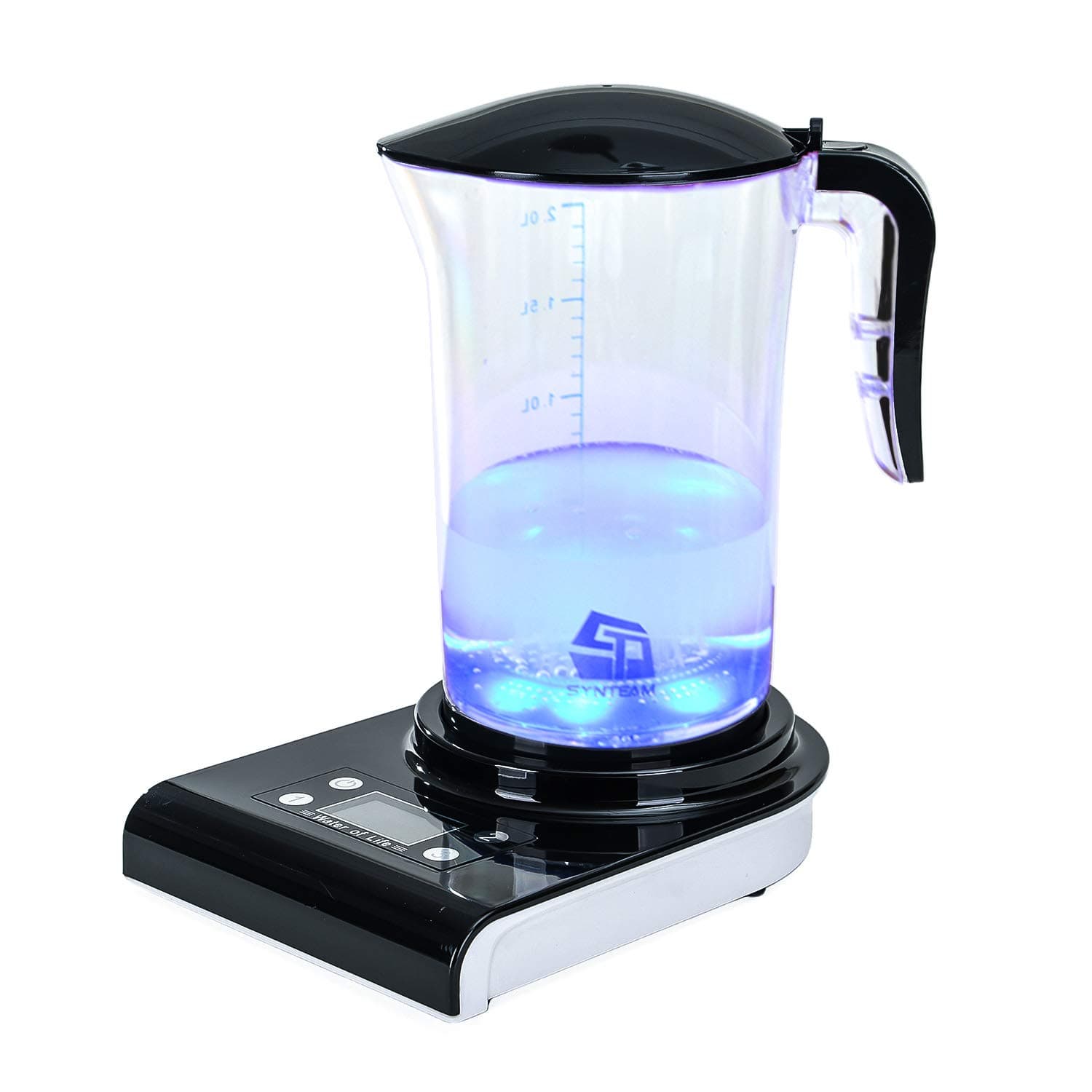 Hydrogen Alkaline Water Maker, Hydrogen Water Filter Pitcher with SPE and PEM Technology, US Membrane Make Hydrogen Content up to 1200 PPB and of PH7.5-9.0/2.0L