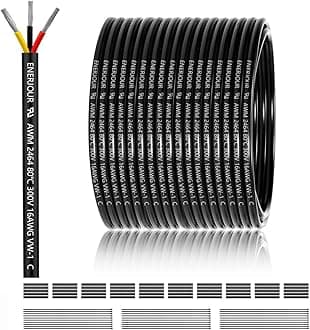 16 Gauge 3 Conductor Electrical Wire 150FT, UL 2464 16 AWG 3 Wire Cable Tinned Copper PVC Stranded 16/3 Core Wire for LED Lighting, Outdoor Low Voltage Extension Cable, Automotive etc.