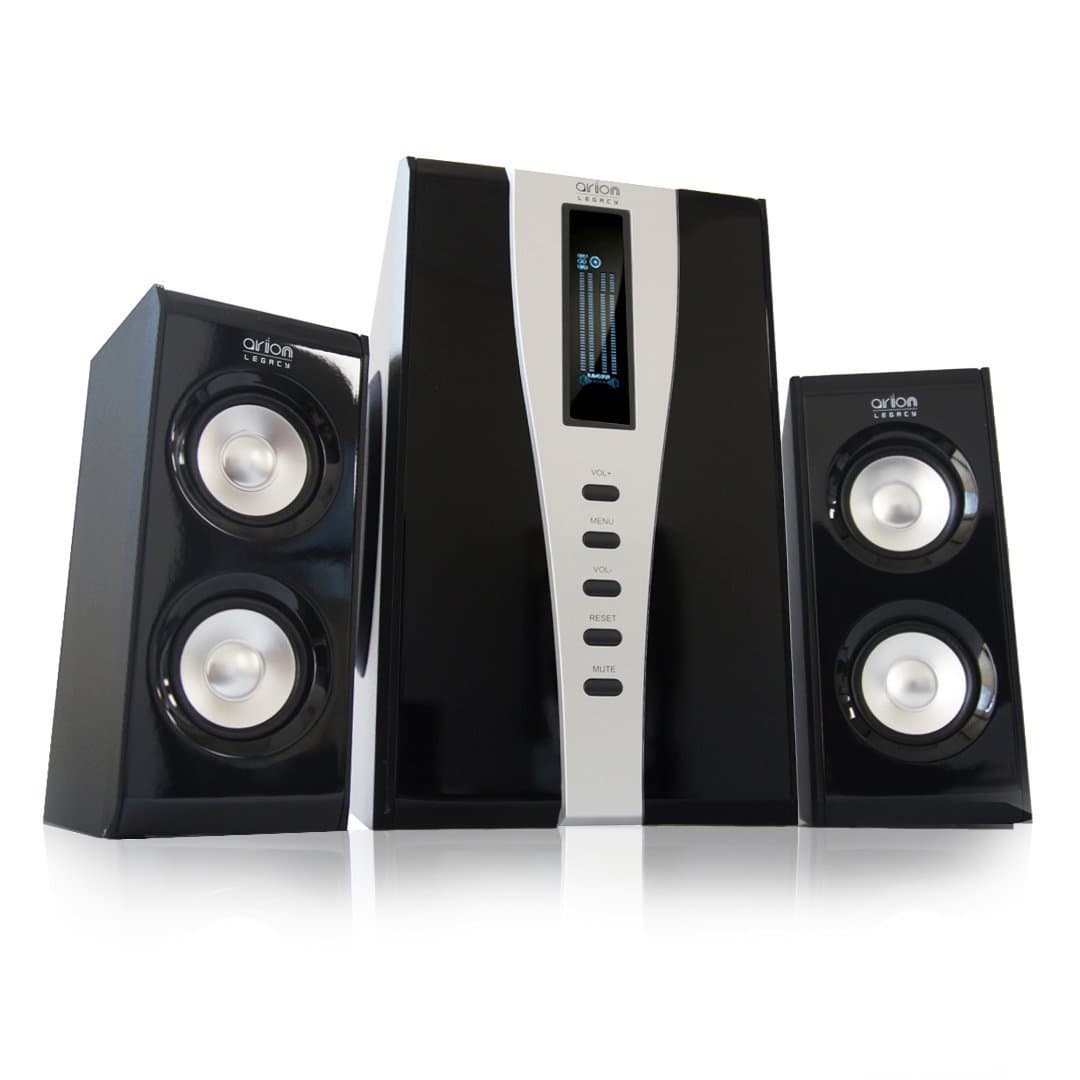 AC Powered 2.1 Speaker System with Massive Subwoofer and Remote Control 140W Piano Black (AR508)