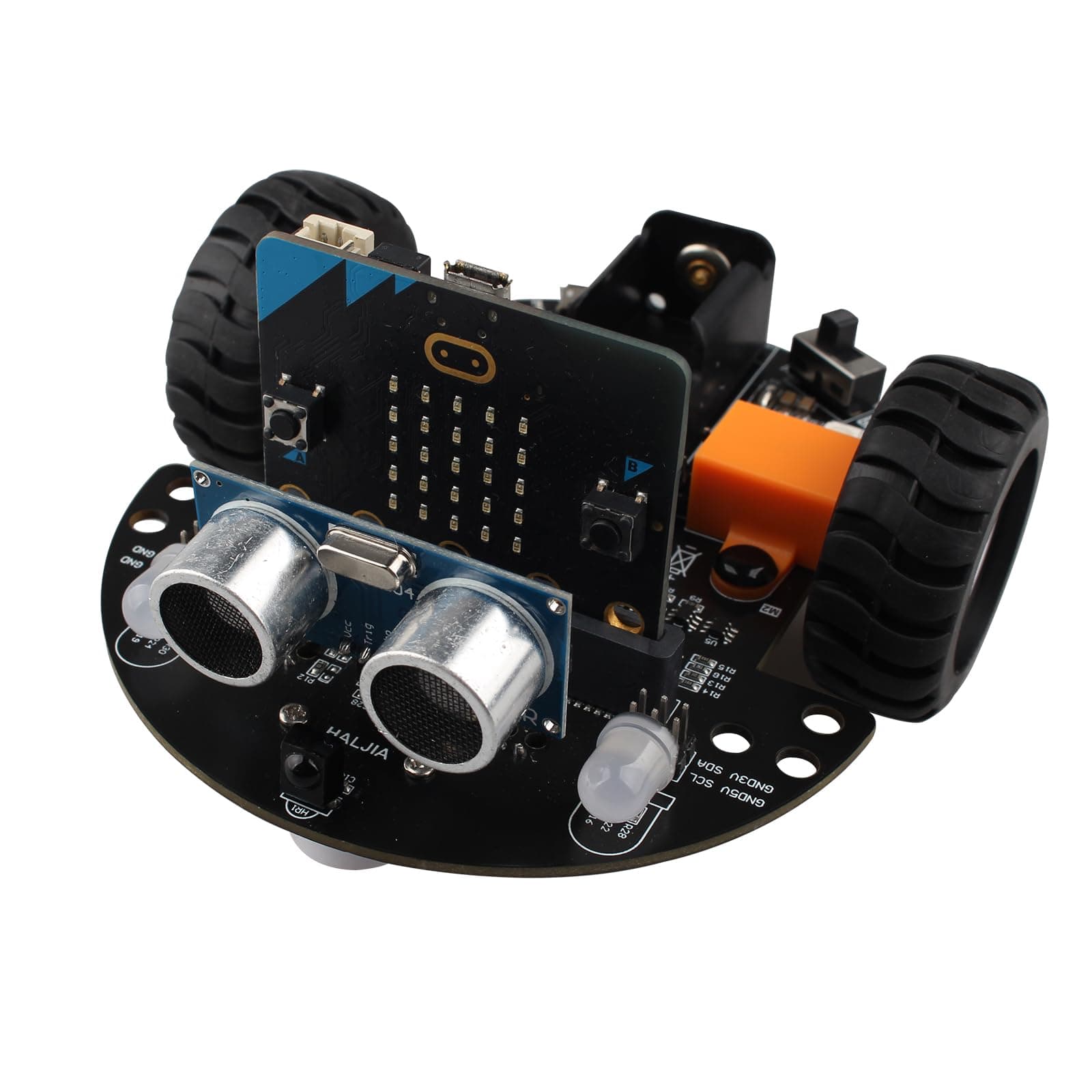 Smart Mini Robot Car Compatible with BBC Micro:bit V2 Electronic DIY Programmable Kit with Makecode and Python Programming Microbit Starter Kit STEM Educational Project (Without Micro bit)