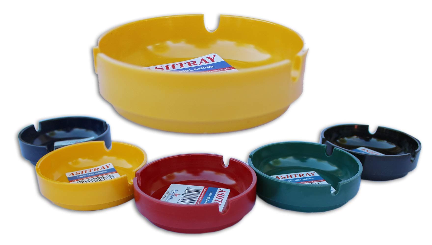 Willert Home Products Melamine Ashtray 5 Pack Mini 3.5" Comes with Three Cigarette Slots.