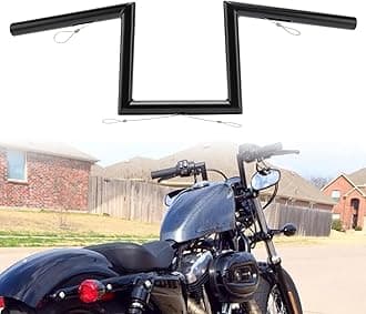 8" Rise Z-Bar Sportster Handlebar with Indents for Harley 2007-up Sportster XL883 1200 Models, 2006-2017 FXDB & 1996-2005 Dyna FXDWG, Some Yamaha Virago XV, Honda Bikes (Black)