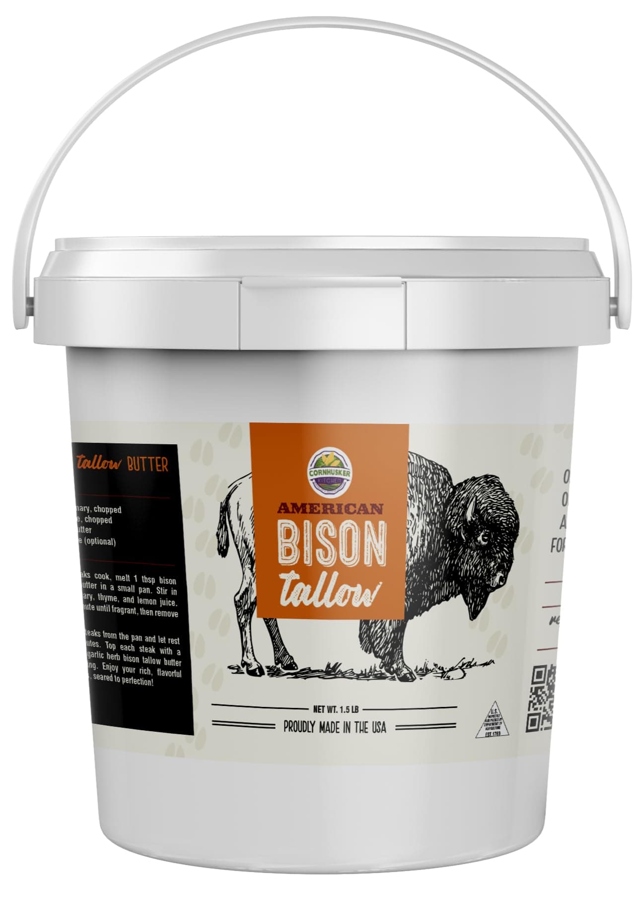 Cornhusker Kitchen Premium Rendered Tub 1.5lbs (Bison Tallow)