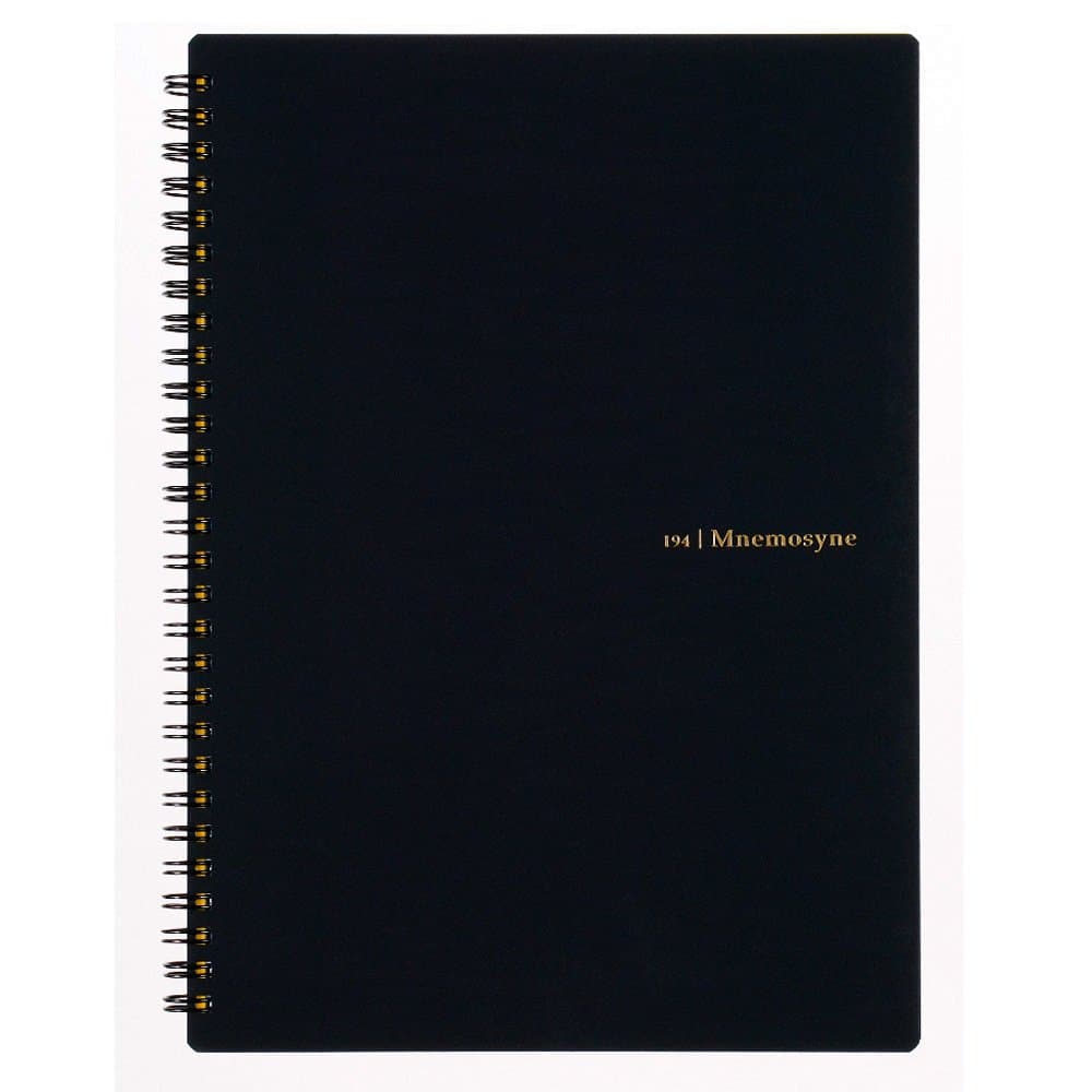 Maruman Mnemosyne Lined Notebook- B5, 7.17" x 10.12", 80 Sheets / 160 Pages, 7mm College Ruled Journal, Perforated Pages & Wire-Bound to Lay Flat, Black, Made in Japan