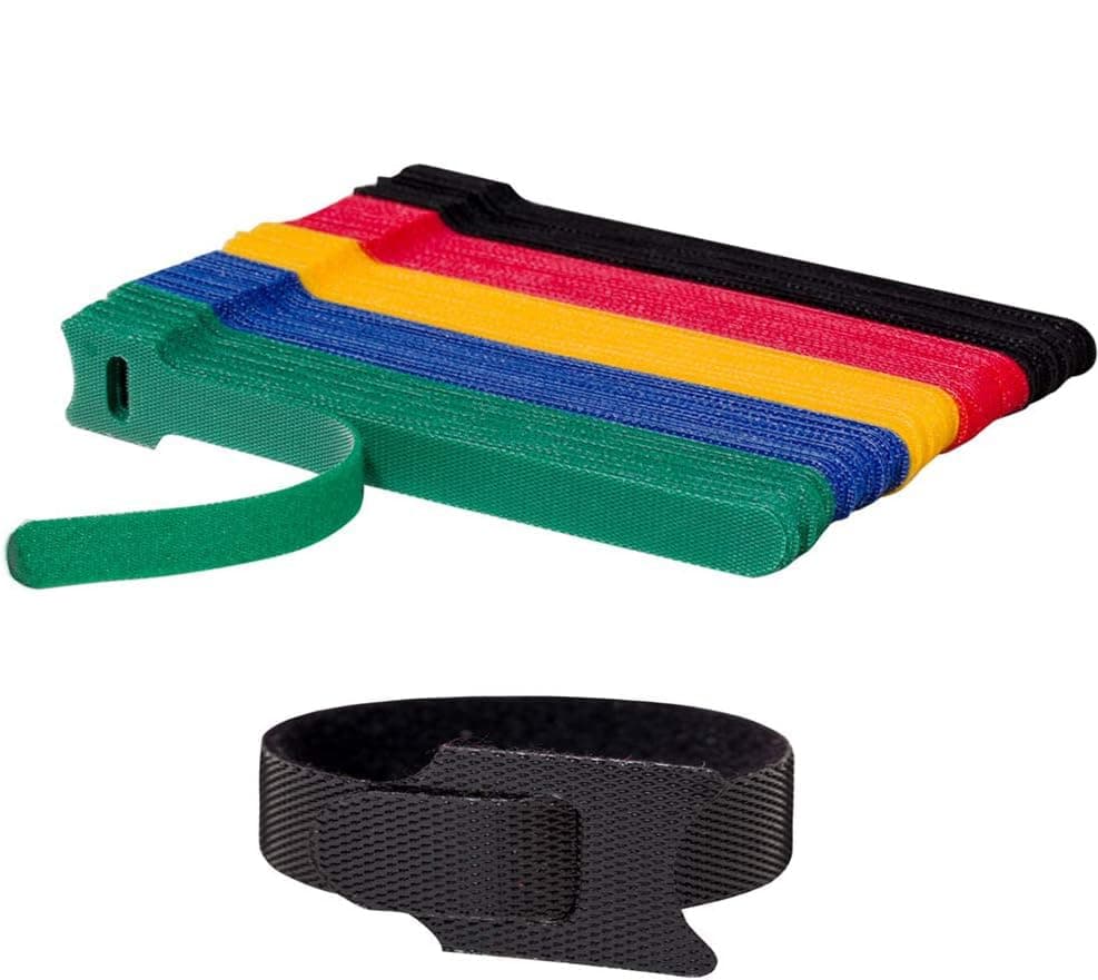 INOVERA (LABEL) Reusable Adjustable Cable Cord Management Hook & Loop Ties Strap Wire Organizer (Cable Strap - Multi Color - Pack of 50)