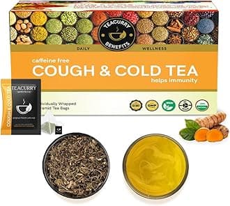 TEACURRY Cough Tea (1 Month Pack, 30 Tea Bags) - Helps with Sore Throat, Congestion, Runny Nose - Cough and Cold Tea | 100% Natural Ingredients