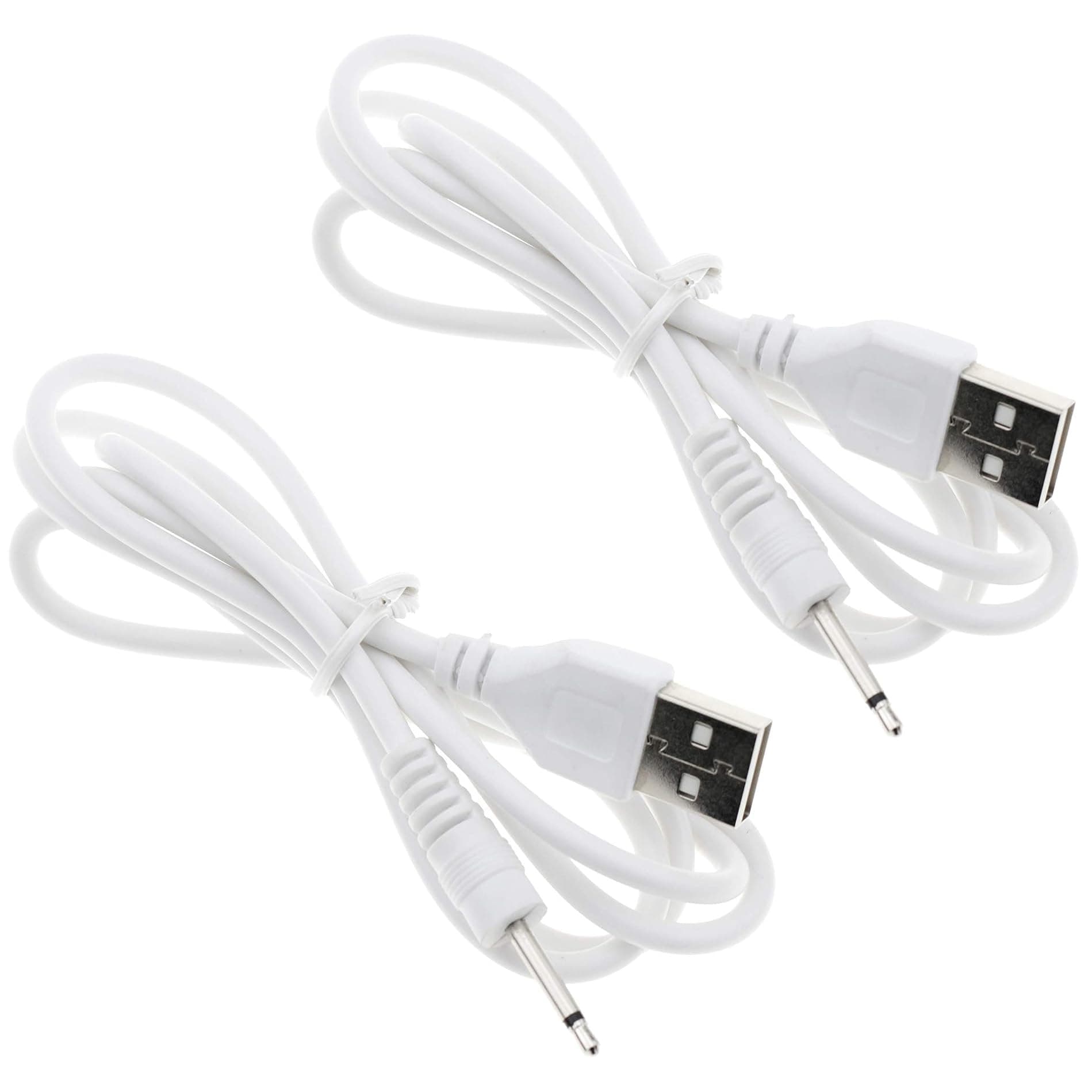 DC Charging Cable USB Charger Cord - 2.5mm - Fast Charging USB Charging Cable Jack for Tracys Dog for Tracy's Dogg Wand Vibrating Massager Clitoral Sucking Vibrator Charger (White, 2.6ft - 2pack)