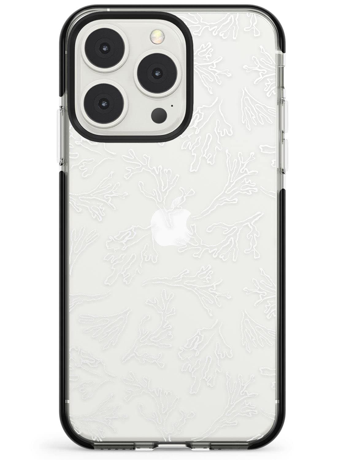 Clear Botanical Design Bare Branches Black Impact Impact Phone Case for iPhone 13 Pro Max | Protective Dual Layer Bumper TPU Silicone Cover Pattern Printed | Floral Botanic Leaf Leaves Tropi