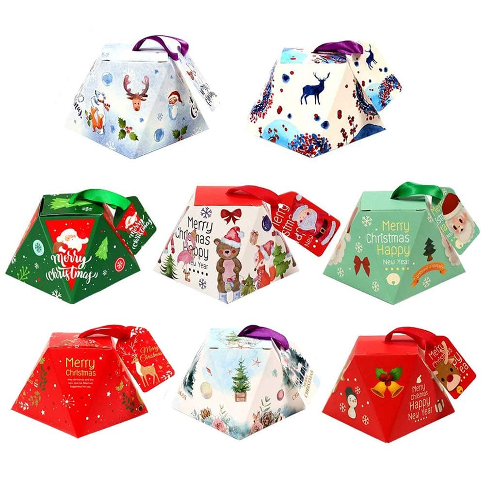 Gift Boxes Candy Boxes Treat Boxes Party Decorations Supplies for Christmas Eve Thanksgiving Birthday Gifts Wedding and Kids Party Favor Bag 8 Cute Style, 24 Pieces