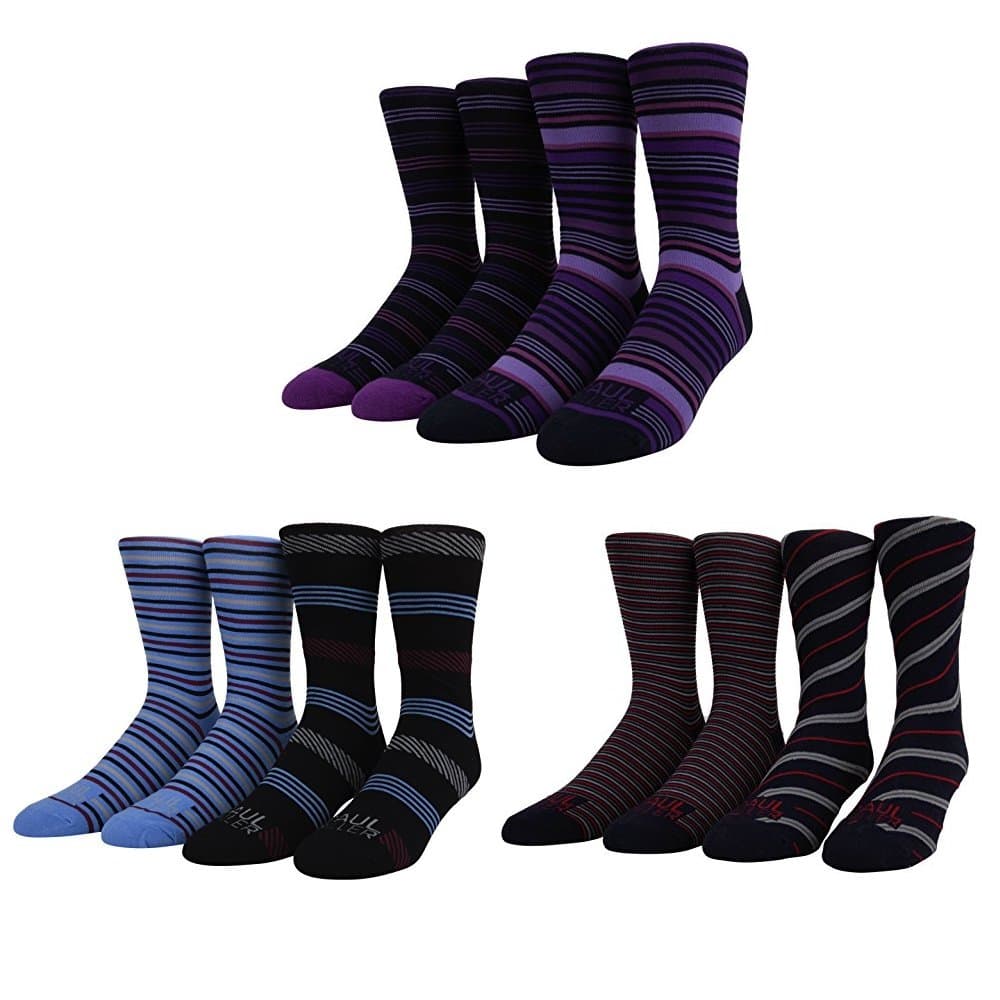 Paul Miller Men's 6 Pack (2pack x 3) Colorful Patterned Cotton Dress Socks
