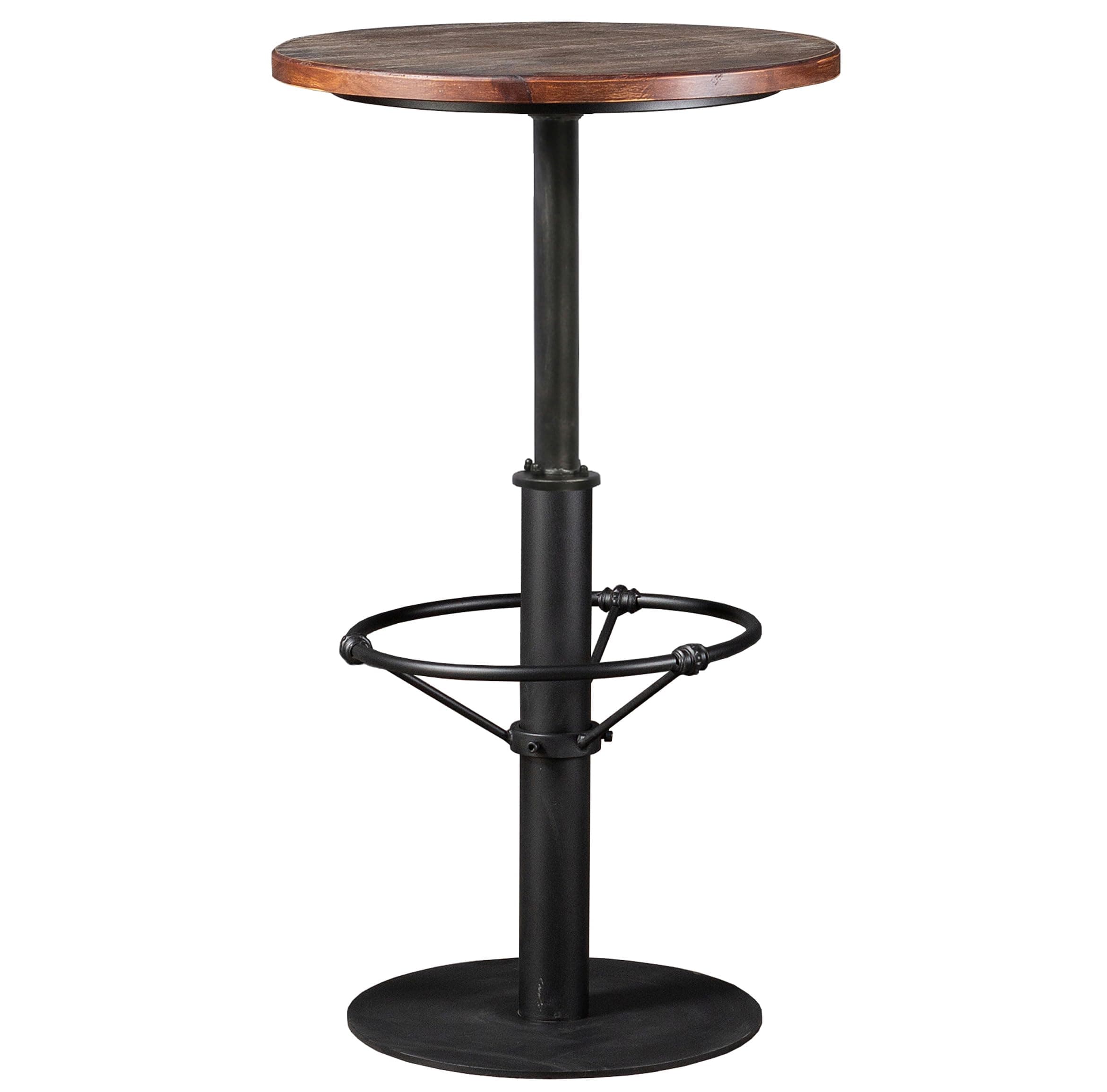 LOKKHAN 42" Tall Rustic Industrial Bar Table 19.68" Dia Round Wooden Top Metal Frame Height Fixed Standing Pub Dining Room Bistro Cocktail Table, Black & Brown