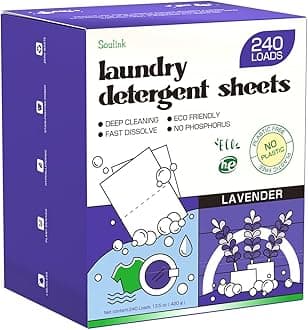 Fabric Softener Sheets for Washing Machine, No Plastic Jug Soap Strips, Alternative to Fabric Softener Liquid and Pods, Lavender Scent, Up to 240 Loads