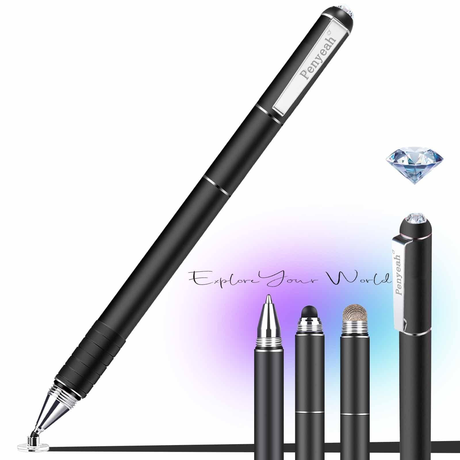 Penyeah Diamond Stylus Pen for iPad, Multi-Tips Capacitive Stylist Pens for Touch Screens, Universal for Apple iPhone/Ipad/Android/Microsoft/Surface Laptop Tablet - Black