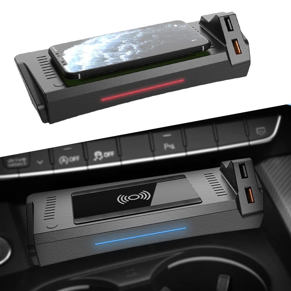 Wireless Charger for Audi A4 2017-2023/A5 2018-2023,Center Console 15W Wireless Charger Pad with QC 3.0 USB Port,Phone Charging Station for Car Apply to Wireless Charge Supported Phones.