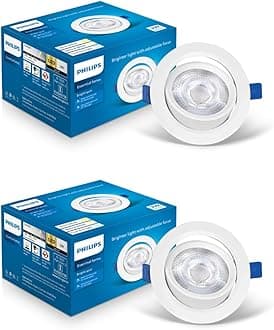 Philips Polycarbonate 3 Watt White Led Ceiling Cob Round Spot Light With Adjustable Tilt|Cut Out: 63Mm|Cool Day Light,Pack Of 2 (Brightspot)