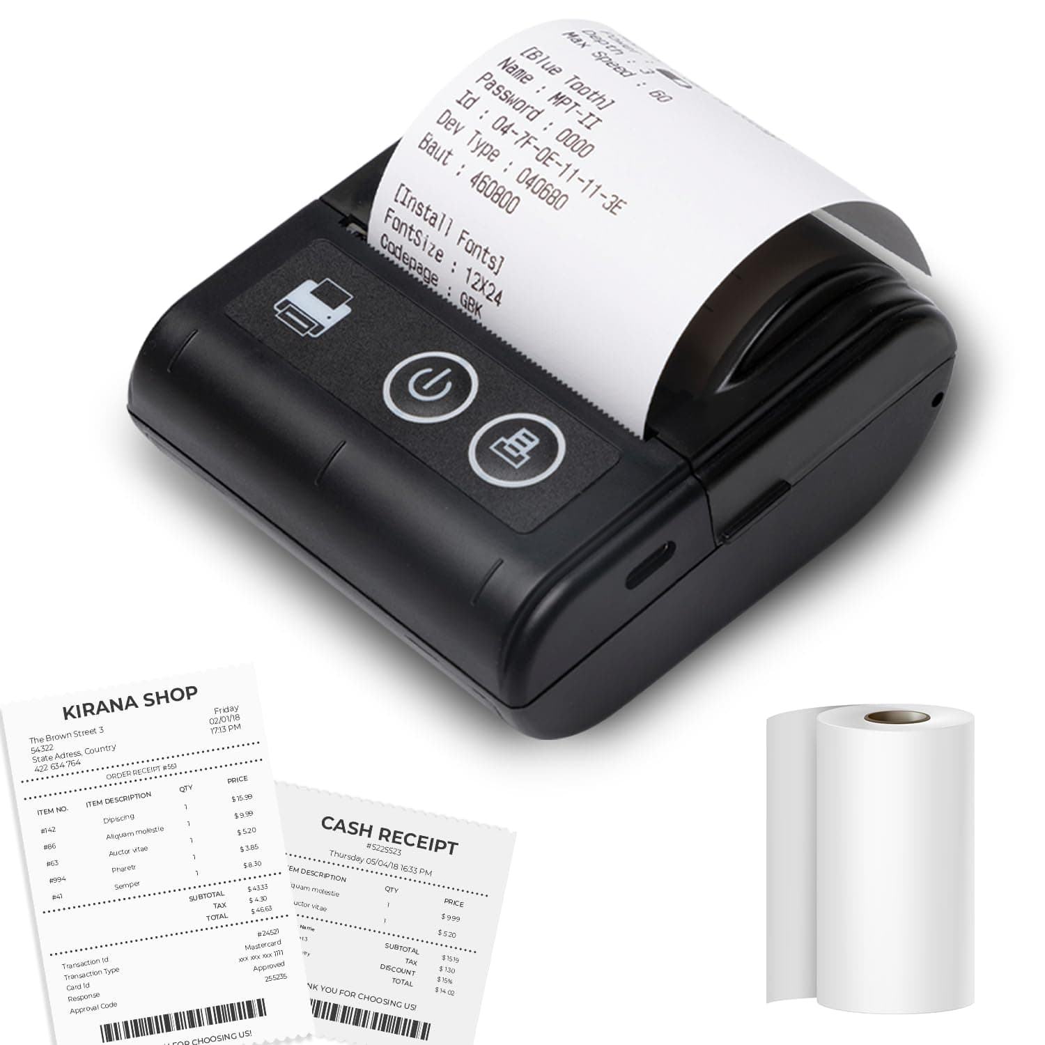 SEZNIK Veer Bluetooth+USB Thermal Receipt Printer 58 mm | Rechargeable Inkless | Mobile, Desktop Compatible | 1 Year Warranty (Veer - Receipt Printer)