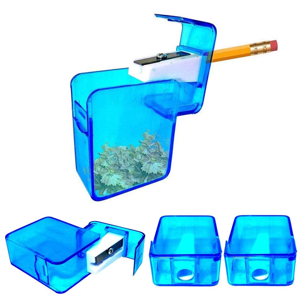 Pencil Sharpener Pocket Size - Transparent Blue Plastic Case, DA-208 - Lot of 6