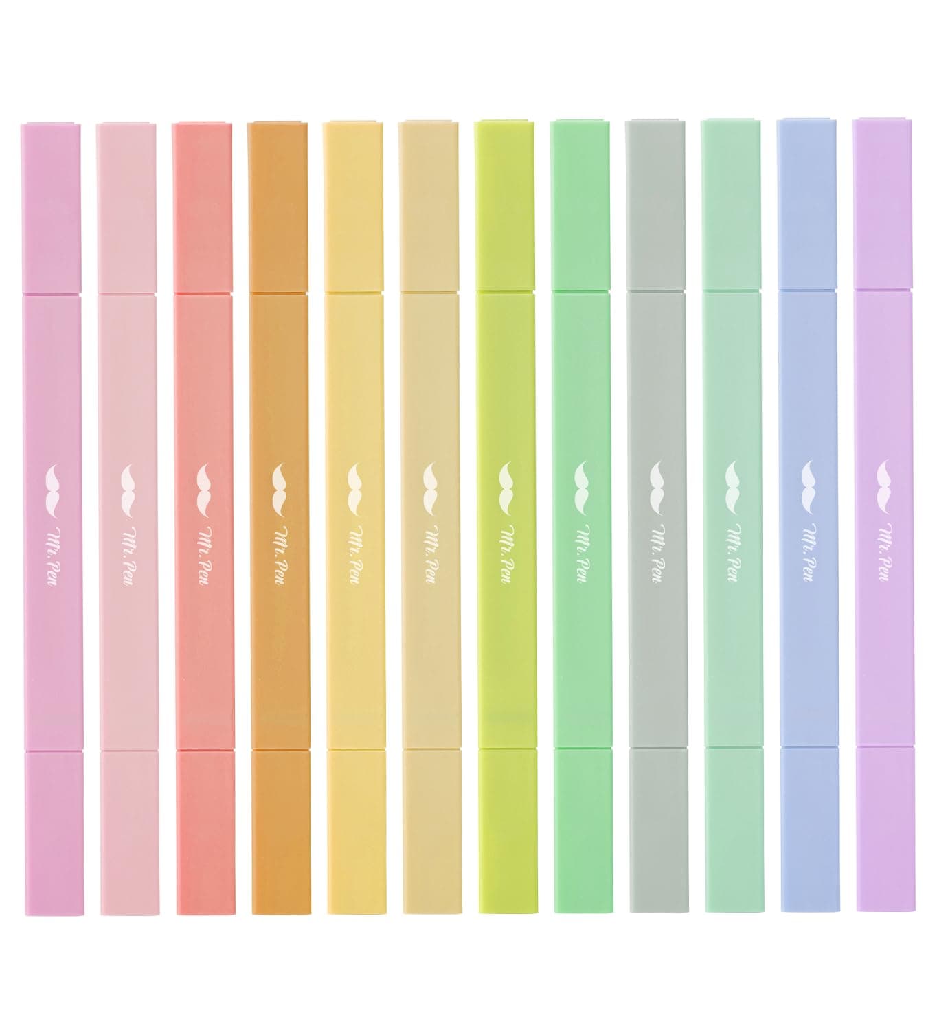 Dual Tip Aesthetic Highlighters, 12 pcs, Chisel & Fine Tip, Cute Highlighters Assorted Colors for Journaling, Highlighting, Underlining, Fast Dry, Back to School Supplies