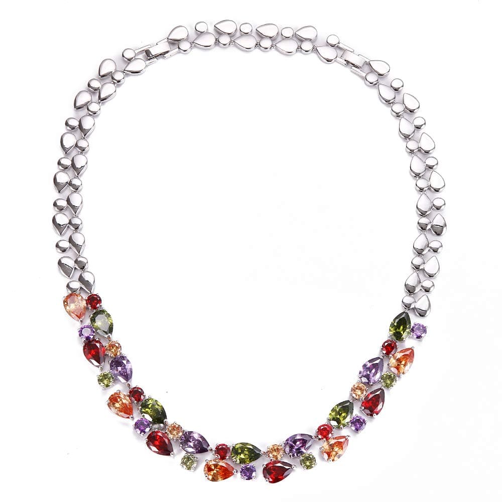 Classic Multi Gemstones Silver Sets, Amethyst Garnet Morganite Peridot