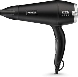 TRESemme Smooth & Shine Hair Dryer - Powerful 2200W Blow Dryer, Anti-Frizz Technology, Lightweight Fast Drying, 3 Temperature Settings, Black, 5542DU