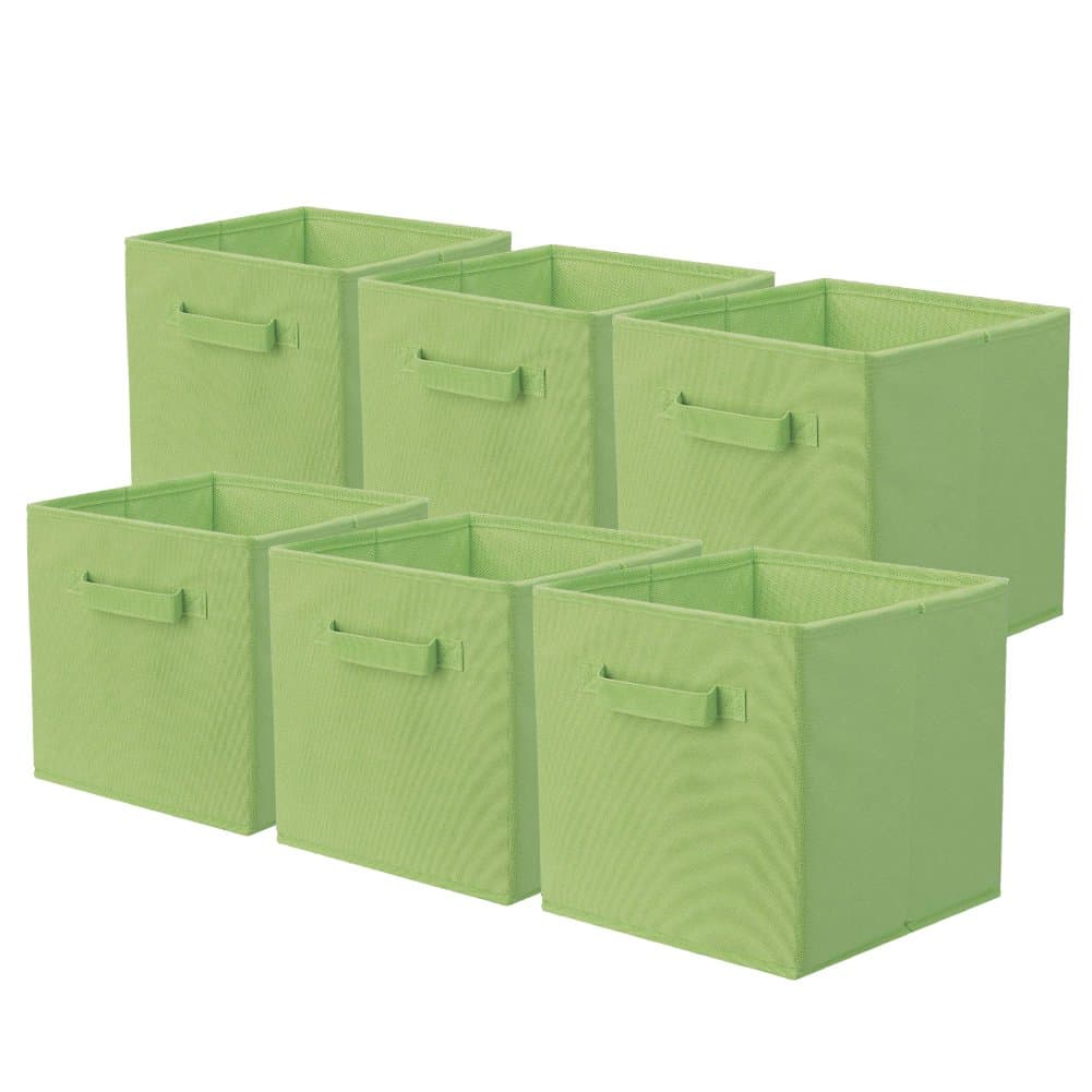 ShellKingdom Storage Bins, Foldable Fabric Storage Cubes And Cloth Storage Organizer Drawer For Closet And Toys Storage, 6 Pack (Green)