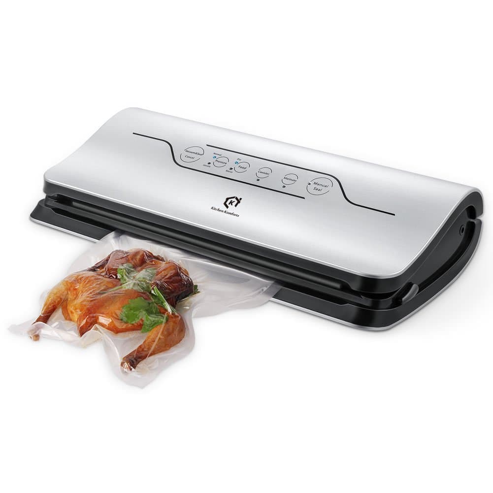 Kitchen Komforts Automatic Vacuum 150W Sealing System for Wet & Dry Food Preservation, Multipurpose Household Sealer for Bags and Containers