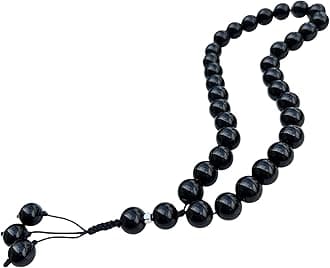 Handmade Misbaha Tasbih – 33 Natural Stone Islamic Prayer Beads for Dhikr & Tasbeeh – Ideal Ramadan & Eid Gift for Men & Women (Black Onyx)