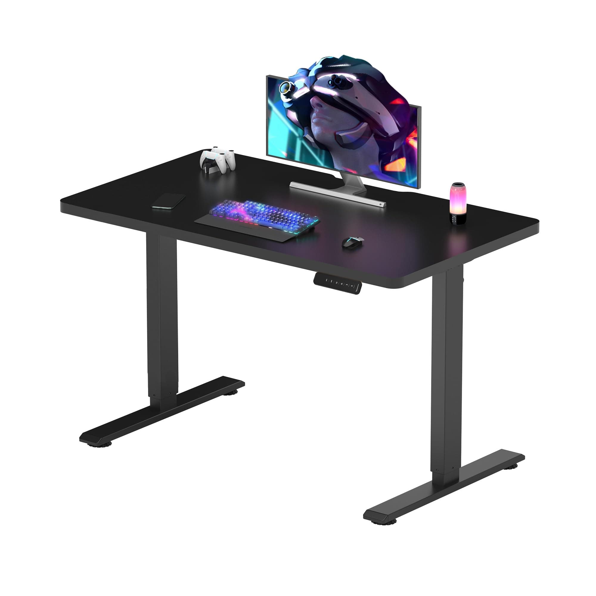 ONE PIECE Electric Standing Desk, Sit Stand Table Height Adjustable Desk with Memory Smart Pannel for Home Office, 100 x 60 cm Black